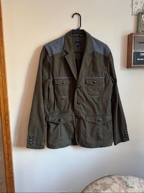 Goodale Olive Field Jacket with blue Shoulders